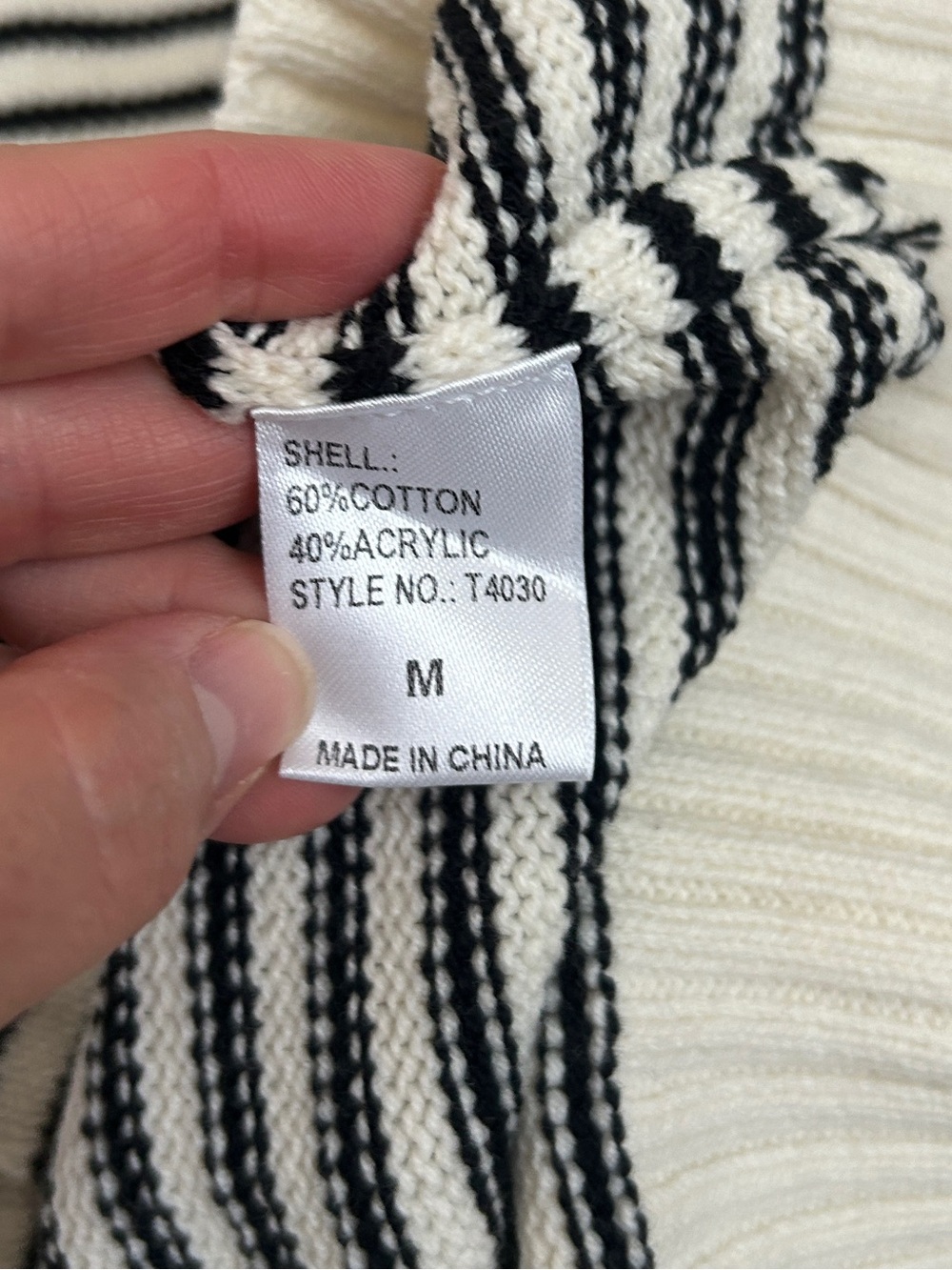 NEW Nati black striped collard knit top short sleeve sweater M - Picture 6 of 9
